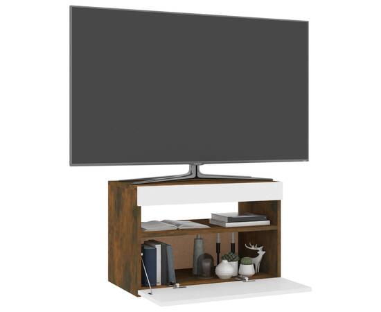 Comodă tv cu lumini led, stejar fumuriu, 60x35x40 cm, 6 image