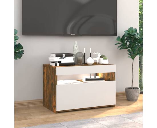 Comodă tv cu lumini led, stejar fumuriu, 60x35x40 cm, 5 image