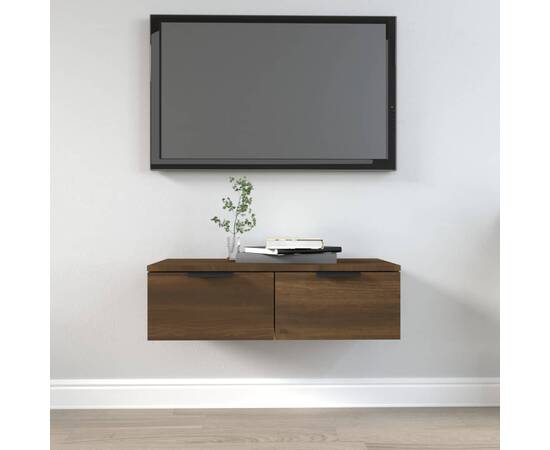 Comodă tv de perete, stejar maro, 68x30x20 cm, lemn prelucrat