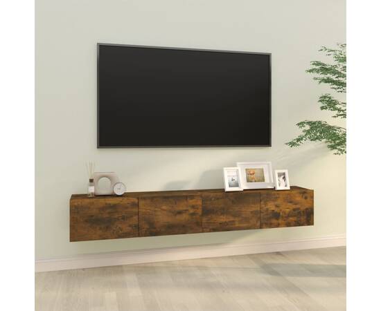 Comode tv, 2 buc., stejar fumuriu, 100x30x30 cm, lemn prelucrat