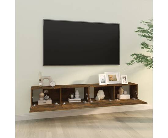 Comode tv, 2 buc., stejar fumuriu, 100x30x30 cm, lemn prelucrat, 3 image