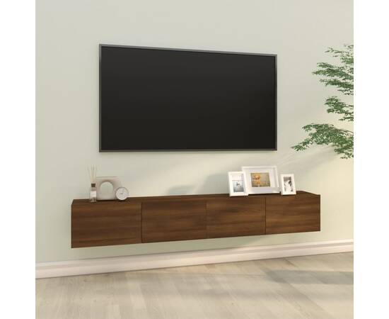 Comode tv, 2 buc., stejar maro, 100x30x30 cm, lemn prelucrat