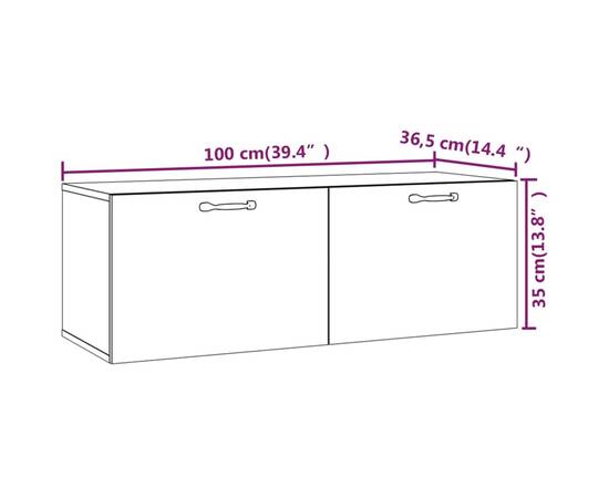 Dulap de perete, stejar fumuriu, 100x36,5x35 cm, lemn prelucrat, 9 image