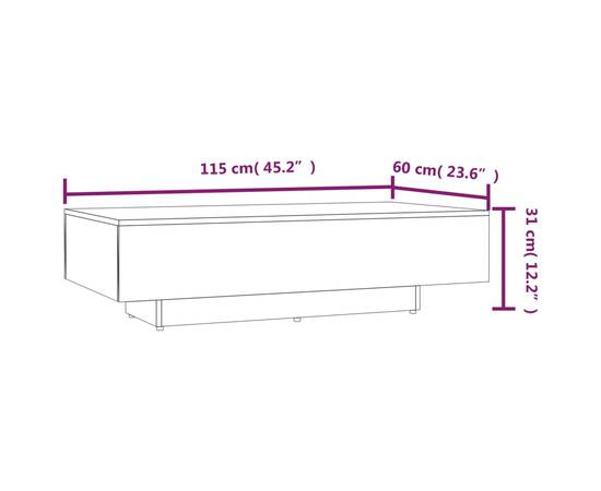 Măsuță de cafea, stejar fumuriu, 115x60x31 cm, lemn prelucrat, 6 image