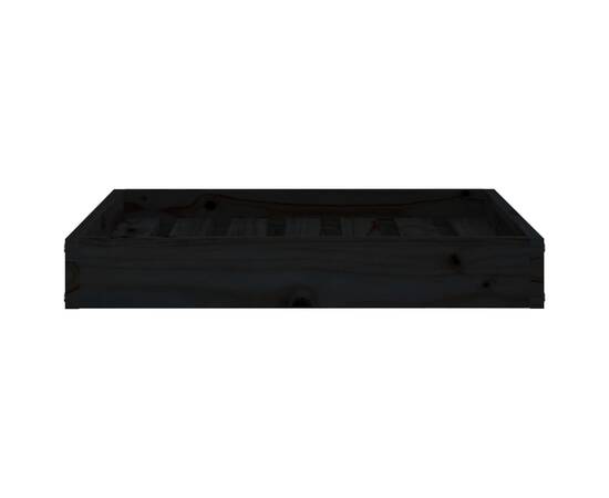 Pat pentru câini, negru, 61,5x49x9 cm, lemn masiv de pin, 3 image