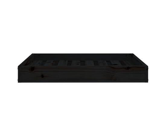 Pat pentru câini, negru, 71,5x54x9 cm, lemn masiv de pin, 3 image