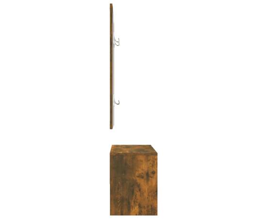 Set de mobilier pentru hol, stejar fumuriu, lemn prelucrat, 7 image