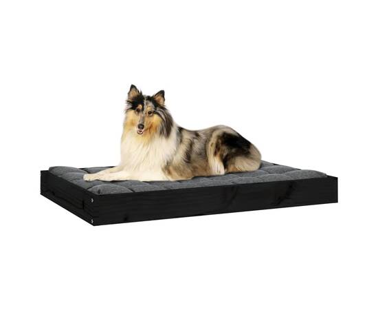 Pat pentru câini, negru, 91,5x64x9 cm, lemn masiv de pin, 6 image