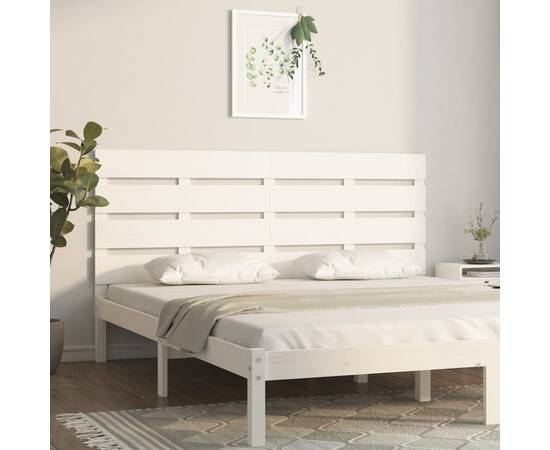 Tăblie de pat, alb, 120x3x80 cm, lemn masiv de pin