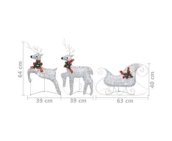 Decor de crăciun cu reni și sanie, 60 led-uri argintiu exterior, 7 image