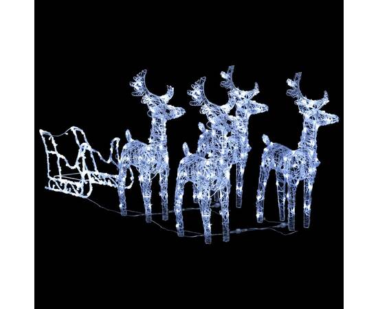 Decorațiune de crăciun cu reni și sanie, 240 led-uri, acril, 3 image