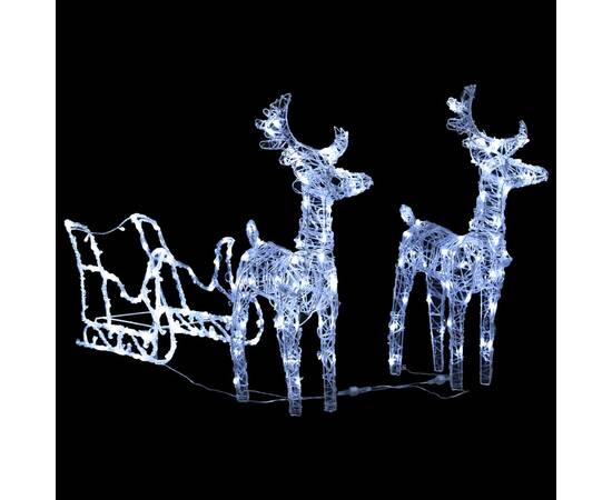 Decorațiune de crăciun cu reni și sanie 160 led-uri 130cm acril, 3 image