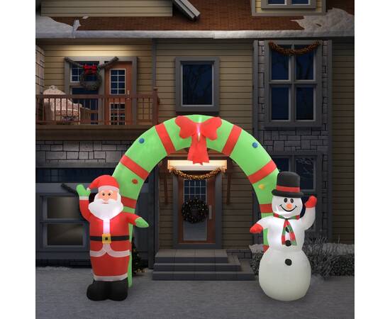 Decorațiune gonflabilă moș crăciun și om de zăpadă, led, 223 cm