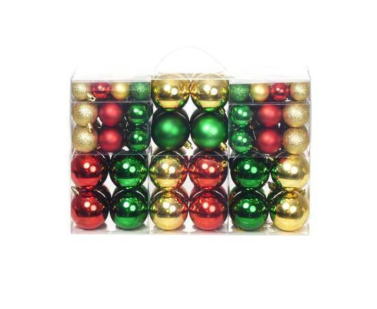 Globuri de crăciun, 100 buc., roșu/auriu/verde