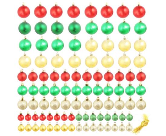Globuri de crăciun, 100 buc., roșu/auriu/verde, 2 image