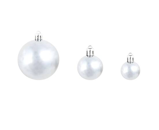 Set globuri de crăciun 100 de piese, 3/4/6 cm, alb/gri, 9 image