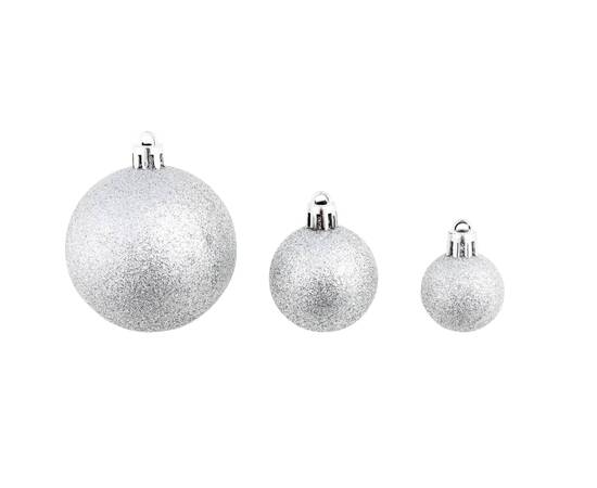 Set globuri de crăciun 100 de piese, 3/4/6 cm, argintiu, 4 image