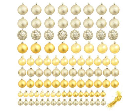 Set globuri de crăciun 100 de piese, 3/4/6 cm, auriu, 2 image