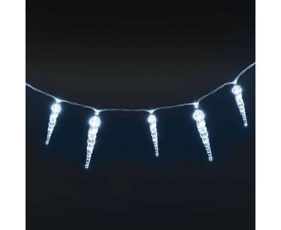 Țurțuri luminițe de crăciun 40 buc. alb rece acril telecomandă, 5 image