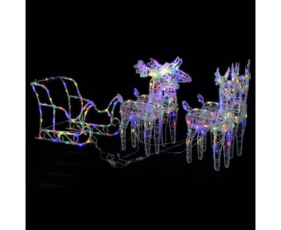 Decorațiune de crăciun cu reni și sanie, 280x28x55, acril, 2 image
