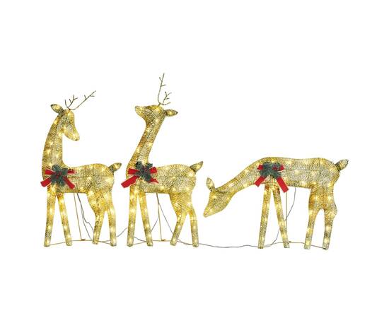 Familie cu reni de crăciun, auriu/alb cald, 270x7x90 cm, plasă, 2 image