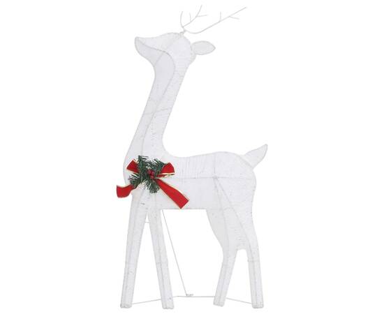 Familie reni de crăciun, argintiu/alb rece, 270x7x90 cm, plasă, 6 image
