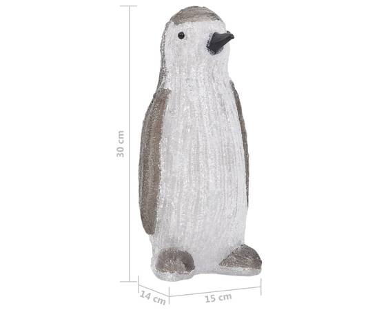 Figurină pinguin de crăciun cu led 30cm acril interior/exterior, 9 image