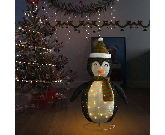 Figurină pinguin decorativă crăciun, led, 120 cm, țesătură lux, 4 image