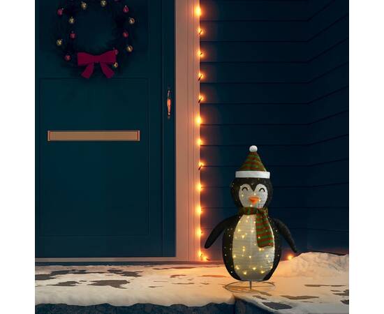 Figurină pinguin decorativă de crăciun, led, 60 cm țesătură lux