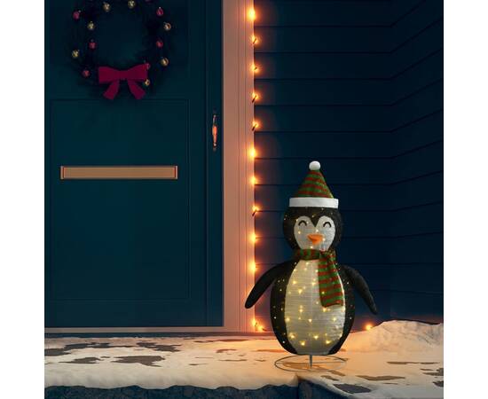 Figurină pinguin decorativă de crăciun, led, 90 cm țesătură lux