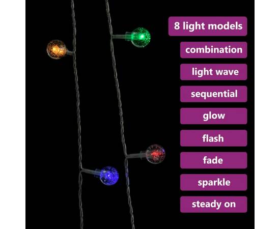 Ghirlandă luminoasă, 200 led-uri, multicolor, 20 m, 8 funcții, 5 image