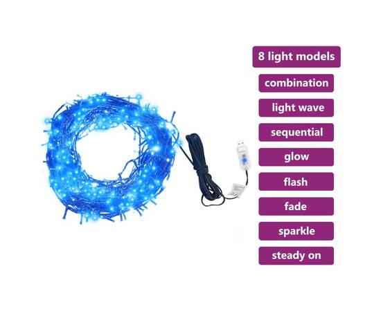 Instalație de lumini cu 400 led-uri, albastru, 40 m, 8 efecte, 2 image