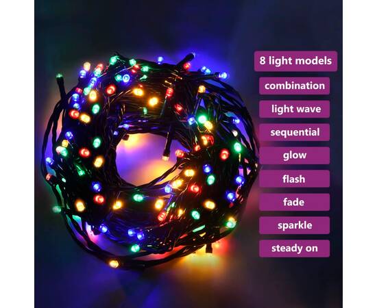 Instalație de lumini cu 400 led-uri, multicolor, 40 m, 8 efecte, 2 image