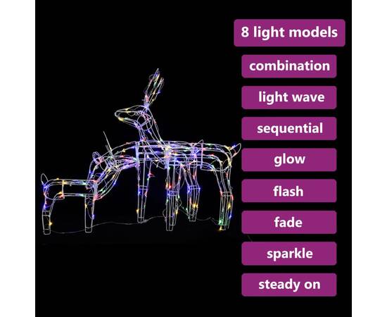 Instalație de lumini de crăciun cu reni, 3 piese, 229 led-uri, 3 image
