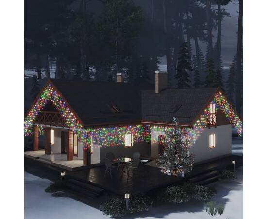 Lumini de perdea tip gheață 400 led-uri colorate 8 funcții 10 m