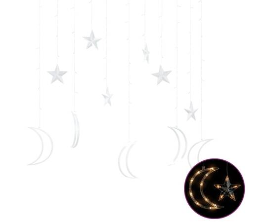 Lumini lună și stele, 138 led-uri, alb cald, cu telecomandă, 2 image