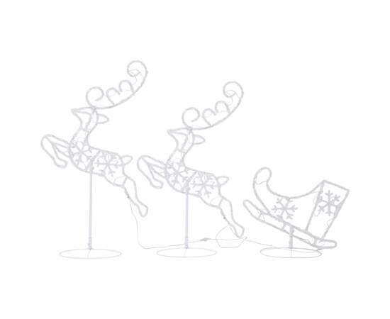 Reni și sanie de crăciun, alb rece, 260x21x87 cm, acril, 4 image