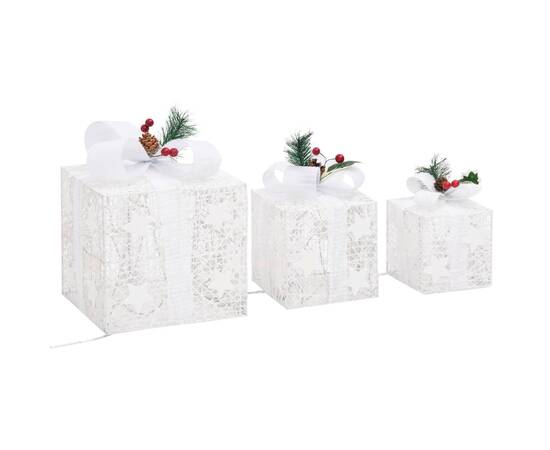 Cutii cadou de crăciun decor 3 buc. argintiu exterior/interior, 5 image