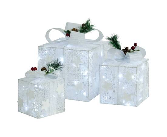 Cutii cadou de crăciun decor 3 buc. argintiu exterior/interior, 2 image
