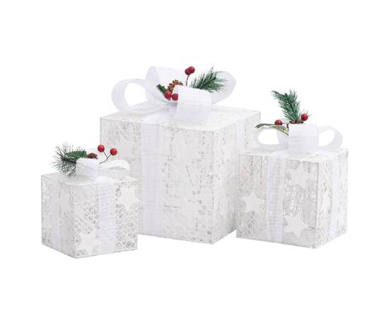 Cutii cadou de crăciun decor 3 buc. argintiu exterior/interior, 4 image