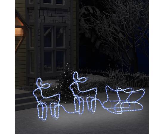 Decorațiune de crăciun cu reni și sanie, 576 led-uri, exterior, 3 image