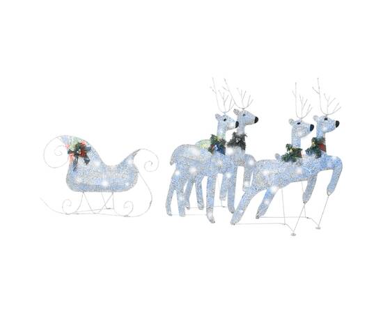 Decorațiune de crăciun cu reni & sanie 60 led argintiu exterior, 2 image