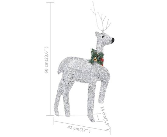 Decorațiune de crăciun cu reni & sanie 60 led argintiu exterior, 11 image