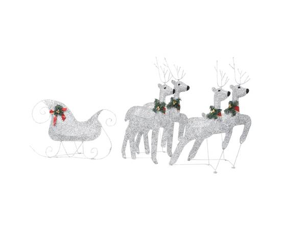 Decorațiune de crăciun cu reni & sanie 60 led argintiu exterior, 5 image