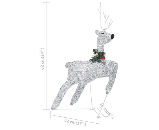 Decorațiune de crăciun cu reni & sanie 60 led argintiu exterior, 10 image