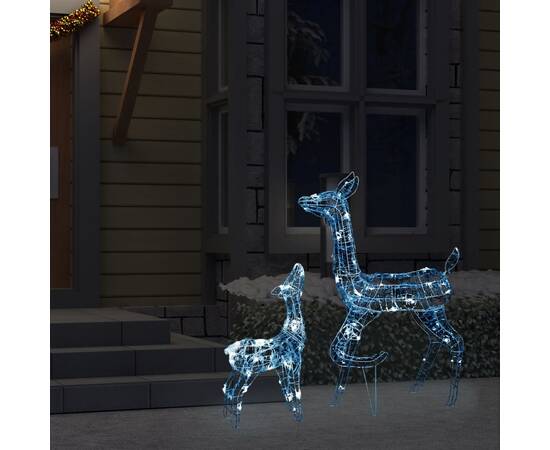 Decorațiune de crăciun familie de reni 160 led alb rece acril, 3 image