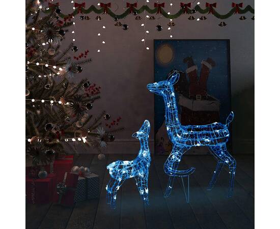 Decorațiune de crăciun familie reni 160 led-uri albastru acril