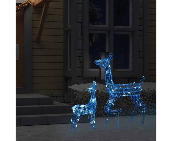 Decorațiune de crăciun familie reni 160 led-uri albastru acril, 3 image