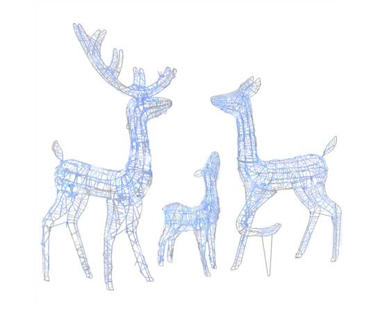 Decorațiune de crăciun familie reni 300 led-uri albastru acril, 2 image