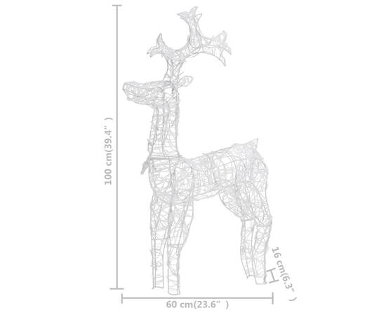 Decorațiune de crăciun ren, 90 leduri, 60x16x100 cm, acril, 9 image
